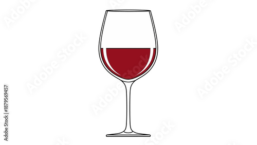 Elegant Glass of Red Wine Isolated on White Background.