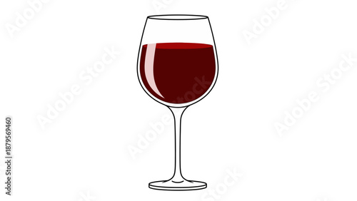 Elegant Glass of Red Wine Isolated on White Background.