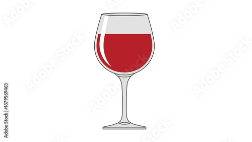Elegant Glass of Red Wine Isolated on White Background.