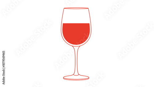 Elegant Glass of Red Wine Isolated on White Background.