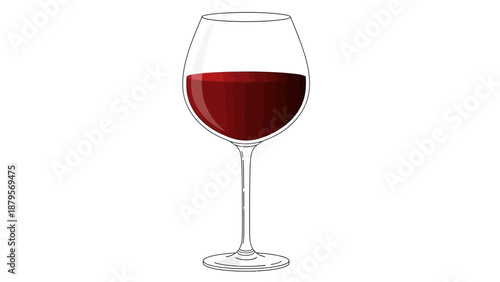 Elegant Glass of Red Wine Isolated on White Background.