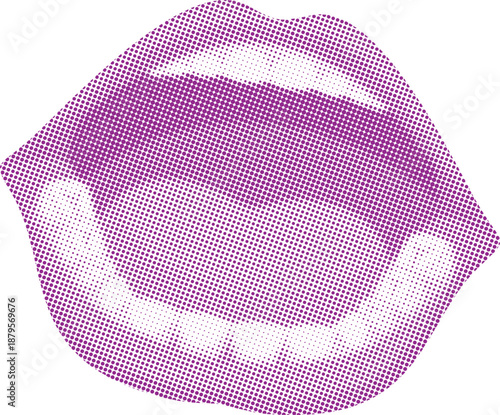 Purple Halftone Lips Icon for Modern Beauty Advertising