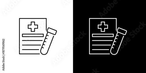 Medical Test Results Document and Vial Icon Set