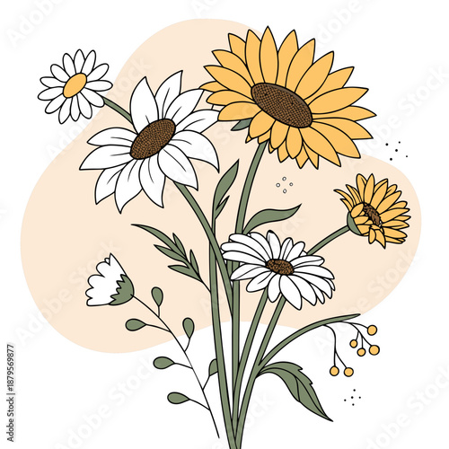 vector illustration of a bunch of flowers