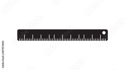 Black Plastic Ruler With Centimeter And Inch Markings On White Background For Measurement And Education