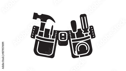 Vector Illustration Of Tool Belt With Hammer And Screwdriver For Construction And Diy Projects
