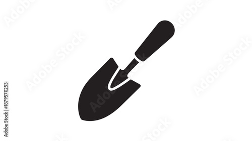 Black Vector Illustration Of Trowel For Construction And Gardening