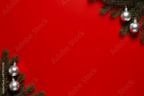 Red Holiday Frame with Silver Baubles