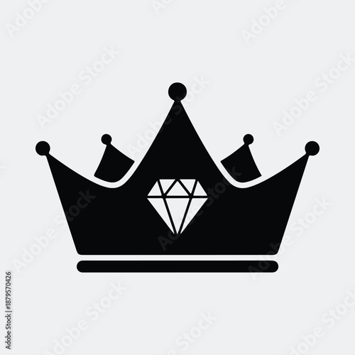 Silhouette elegant royal king crown with diamond jewel simple flat vector illustration