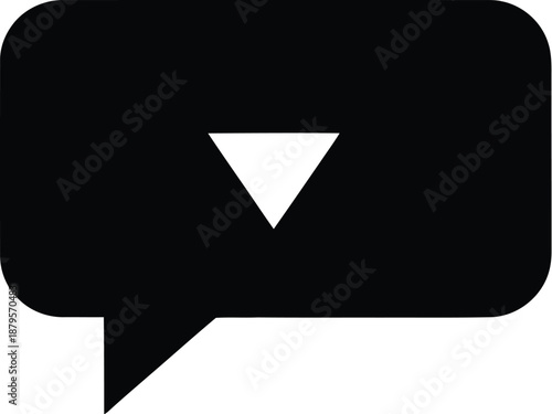 Black speech bubble with play button inside