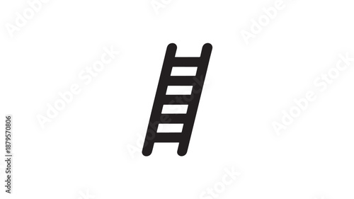 Simple Black Ladder Icon For Climbing And Access Concept
