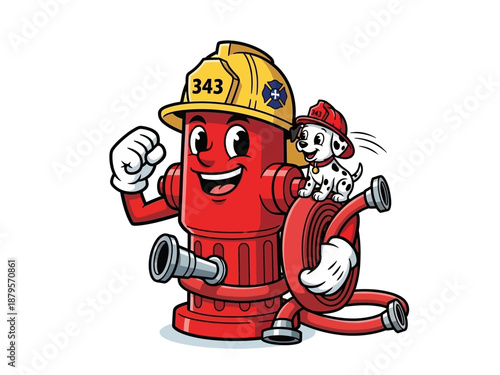 Fire hydrant wearing firefighter hat smiling.