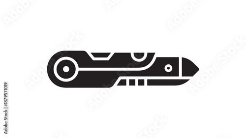Black Vector Illustration Of A Utility Knife For Diy And Construction Concepts