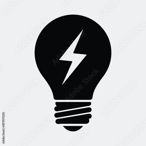 Silhouette light bulb with lightning bolt representing energy and idea concept vector illustration
