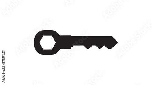 Vector Illustration Of Black Key On White Background For Unlocking And Access Concept