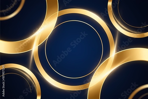 Abstract Gold Circles Dark Blue