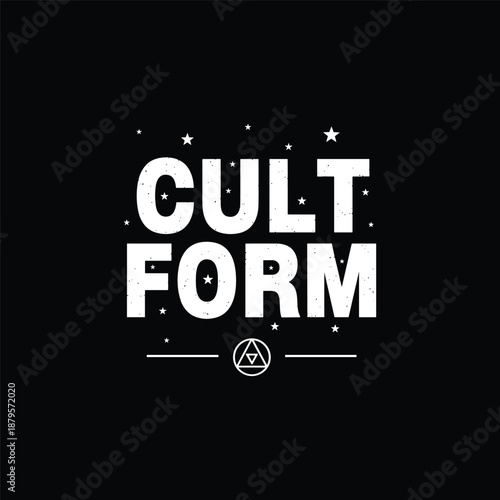 Cult Form Distressed Typography Design with Stars and Triangle