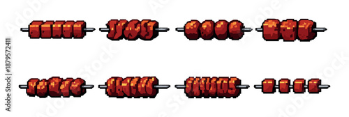 Glowing red bead strings on gray background