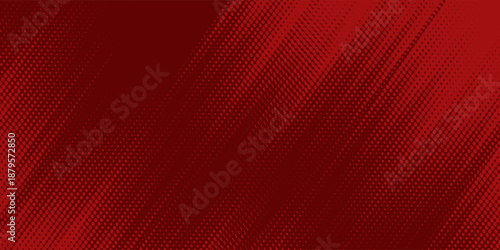 Red diagonal geometric shape with halftone. Modern fiber textured vector