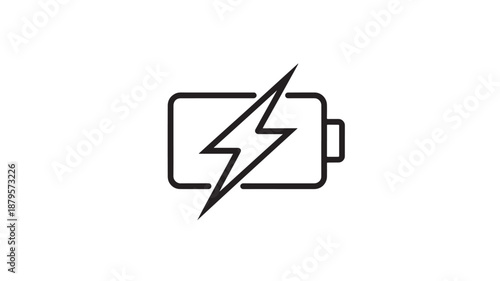 Vector Illustration Of Battery With Lightning Bolt For Energy And Power Concept