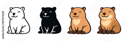 Evolution of capybara illustration from sketch to full color