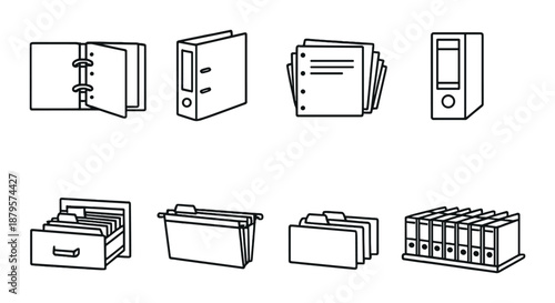 Organizational office supplies: binders, folders, and filing systems