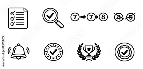Minimalistic icons for task management and achievement tracking
