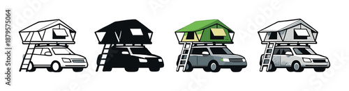 Adventure suvs with rooftop tents in various styles and colors