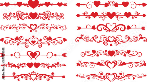 Valentine love heart divider and border frames eps