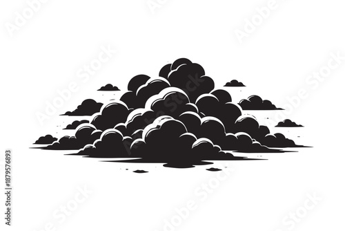Black cloud silhouette on white background