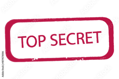 Red stamp top secret sign, confidential envelope, letter, rubber seal. Stamp with lines, textured decorative edges. post office marks and envelope designs, vintage