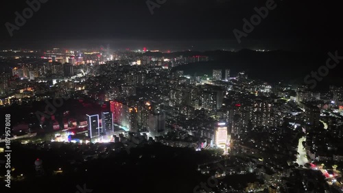 Wallpaper Mural Wuzhou City Guangxi Aerial Night View - Urban Skyline Lights Torontodigital.ca