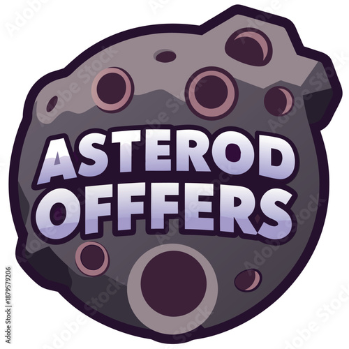 A creative minimalist flat vector illustration of an asteroid belt rock for space offers and astronomy concepts isolated on a white background for science and education themed design.