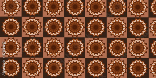 Wallpaper Mural Luxury seamless tile floral mandala pattern with dark brown decorative flower motifs. This rich repeating design creates a premium and classic look, suitable for textile printing, wallpaper Torontodigital.ca