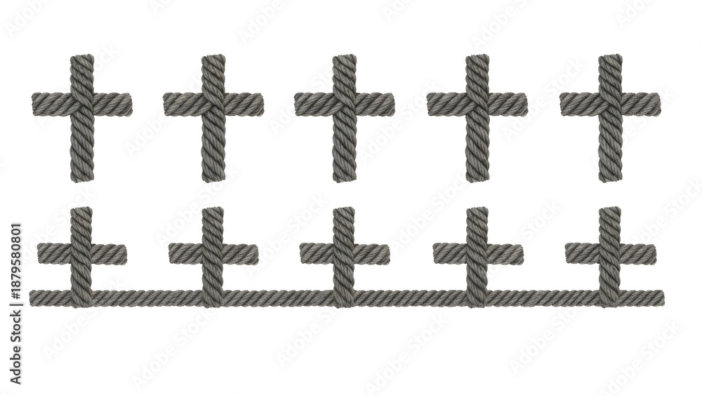 Fototapeta premium Textured Rope Crosses Pattern On Black Background