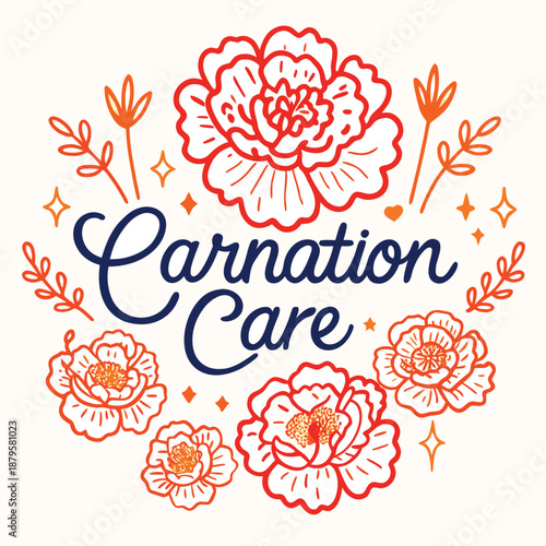 Minimalist flat vector illustration of a carnation pink bloom for floral care and botanical concepts isolated on a white background for garden and nature themed design projects.
