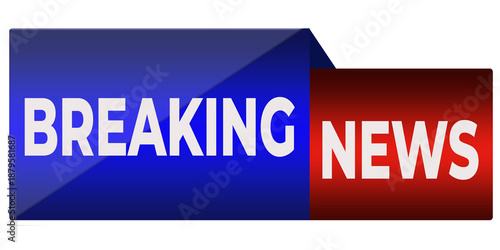 Breaking News Alert Live Ticker Banner in Blue and Red for News Channel, Emergency Broadcast, Global Headlines and Real Time News Updates