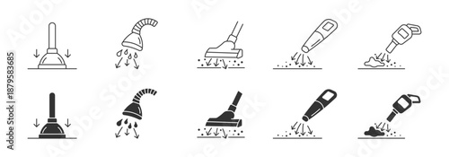 Suction process icon set,  vector illustration. 