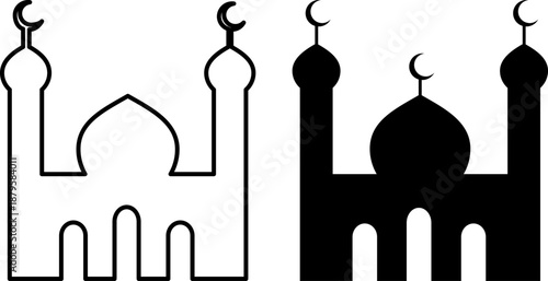 set of mosque vector. islamic vibes. ramadhan theme. flat icon design. simple vector.