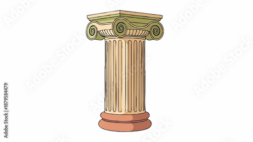 Classical architectural column with ornate scroll-like volutes and fluting, a classic element of ancient Greek and Roman design