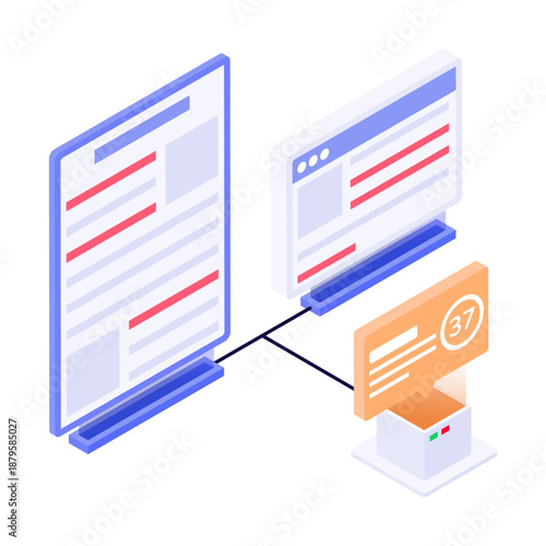 An isometric style icon showing an online lecture