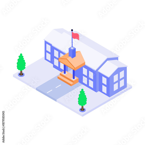 An isometric style icon showing an online lecture