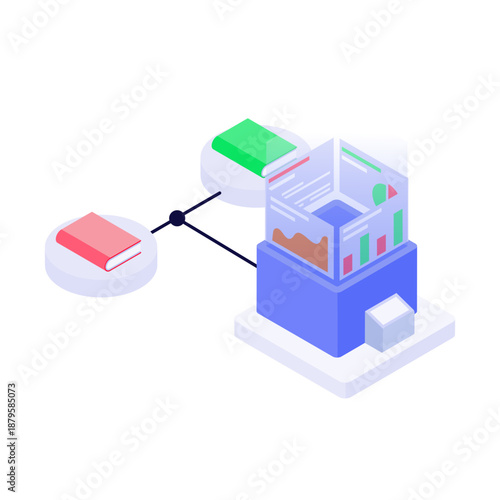 An isometric style icon showing an online lecture