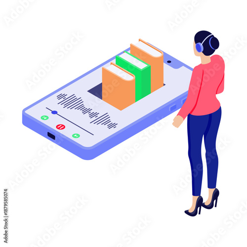 An isometric style icon showing an online lecture