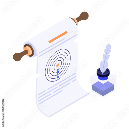 An isometric style icon showing an online lecture