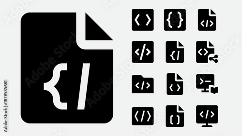Code tags and programming icons set