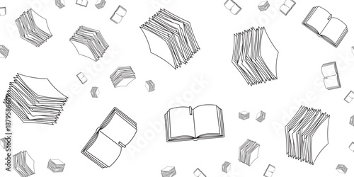 Abstract Illustration of Falling Books on a White Background