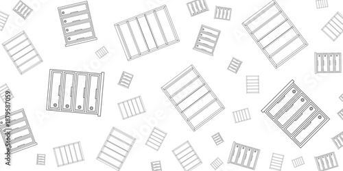 Seamless pattern of white filing cabinets on a white background, perfect for office or organizational themes