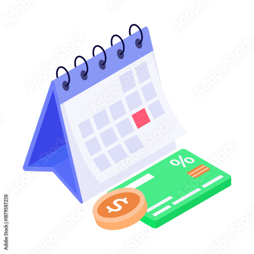 An icon showing an instalment plan in isometric style