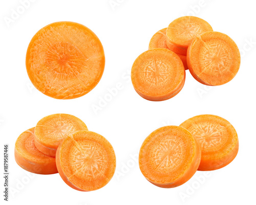 Set of slices of carrot isolated on transparent background. PNG © egorxfi